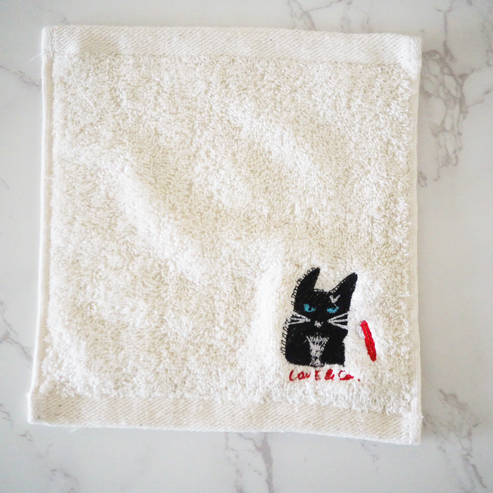 ピーちゃんの刺繍のオーガニックコットンミニタオル