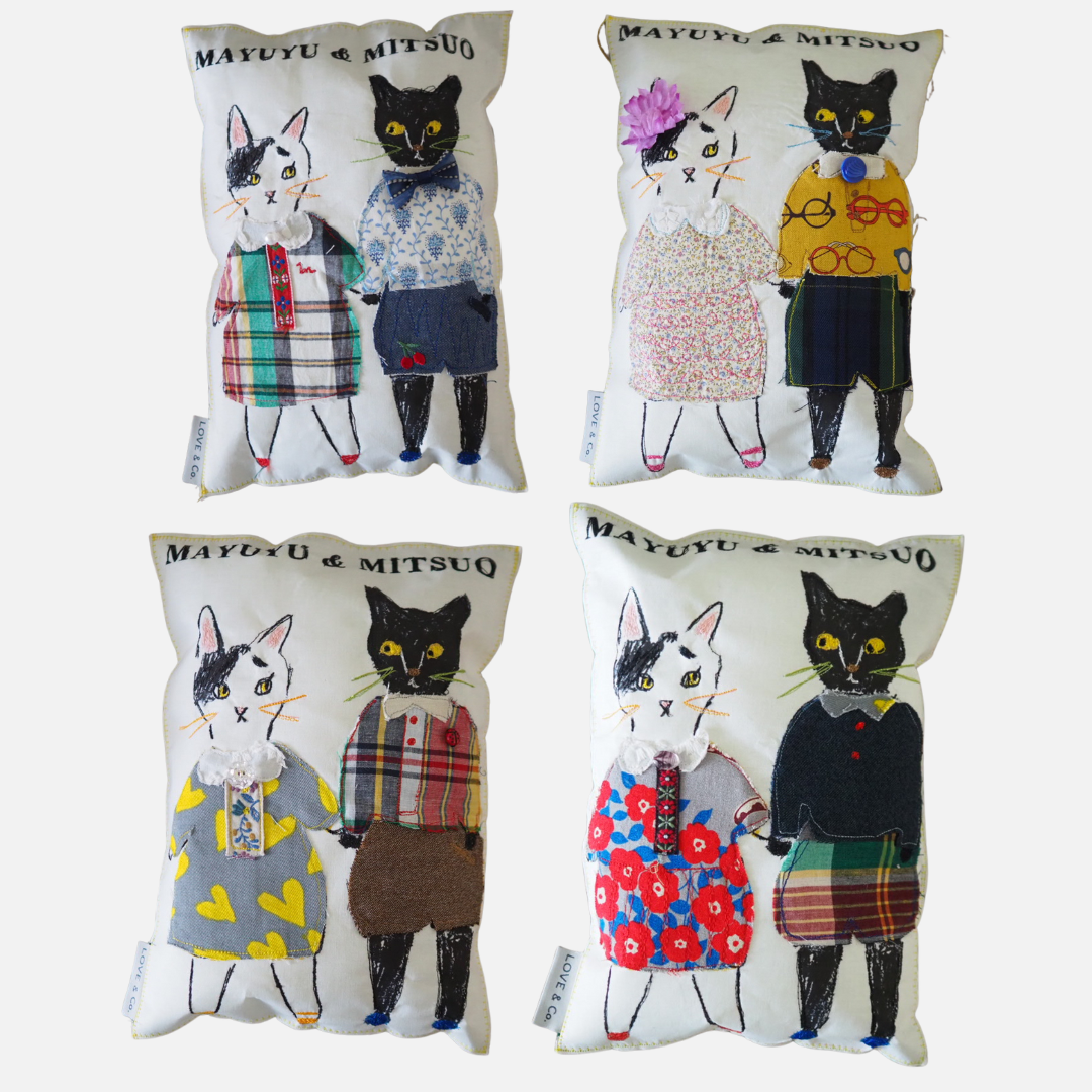 <祝卒業>みつお&まゆゆ 仲良し刺繍クッション