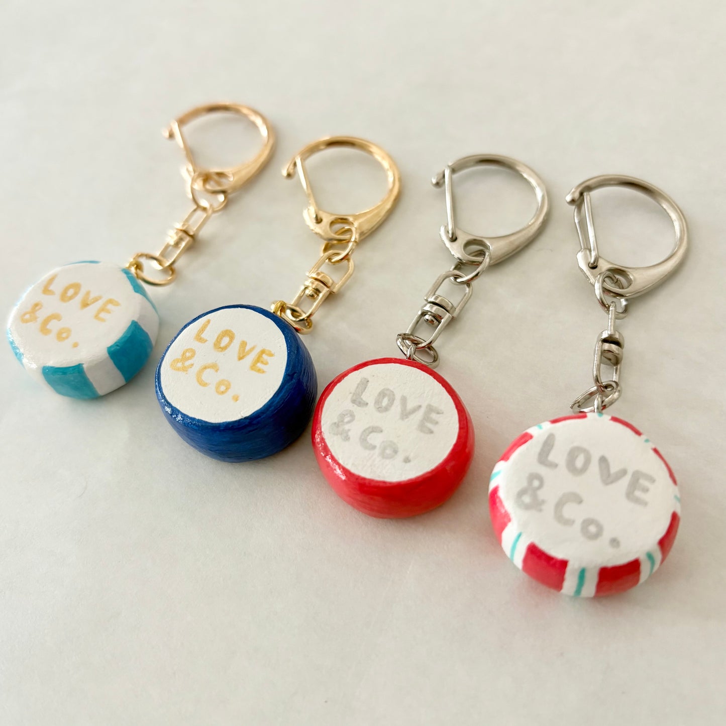 ラブコCATSの金太郎飴風キーホルダー