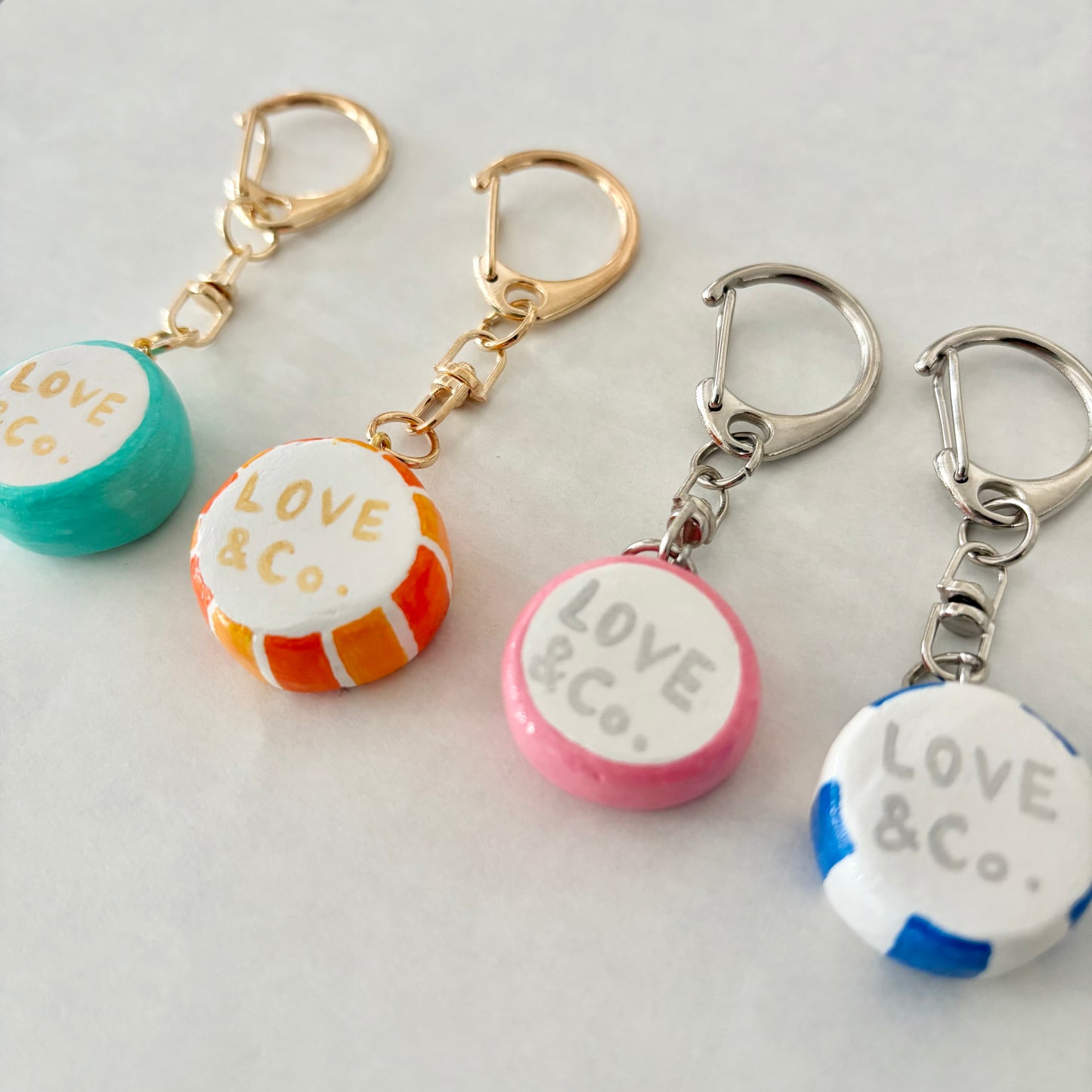 ラブコCATSの金太郎飴風キーホルダー