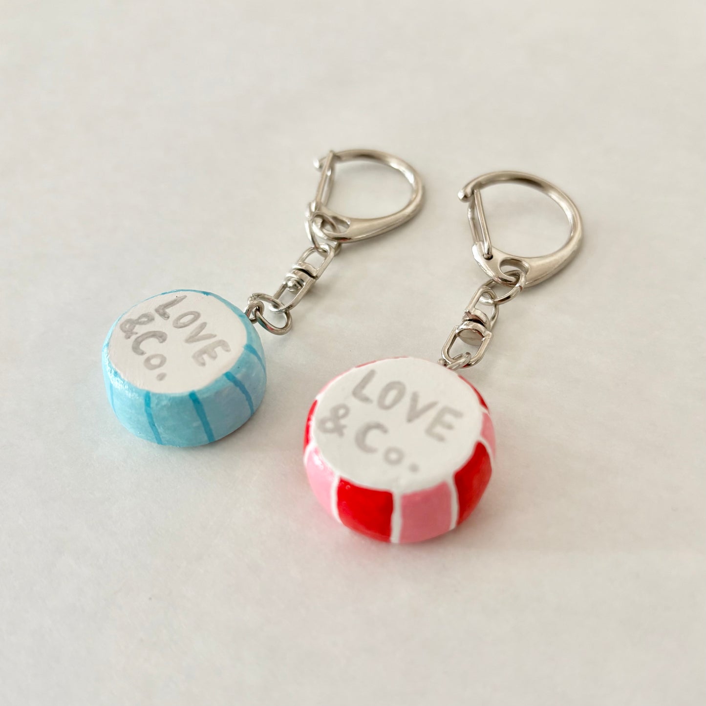 ラブコCATSの金太郎飴風キーホルダー