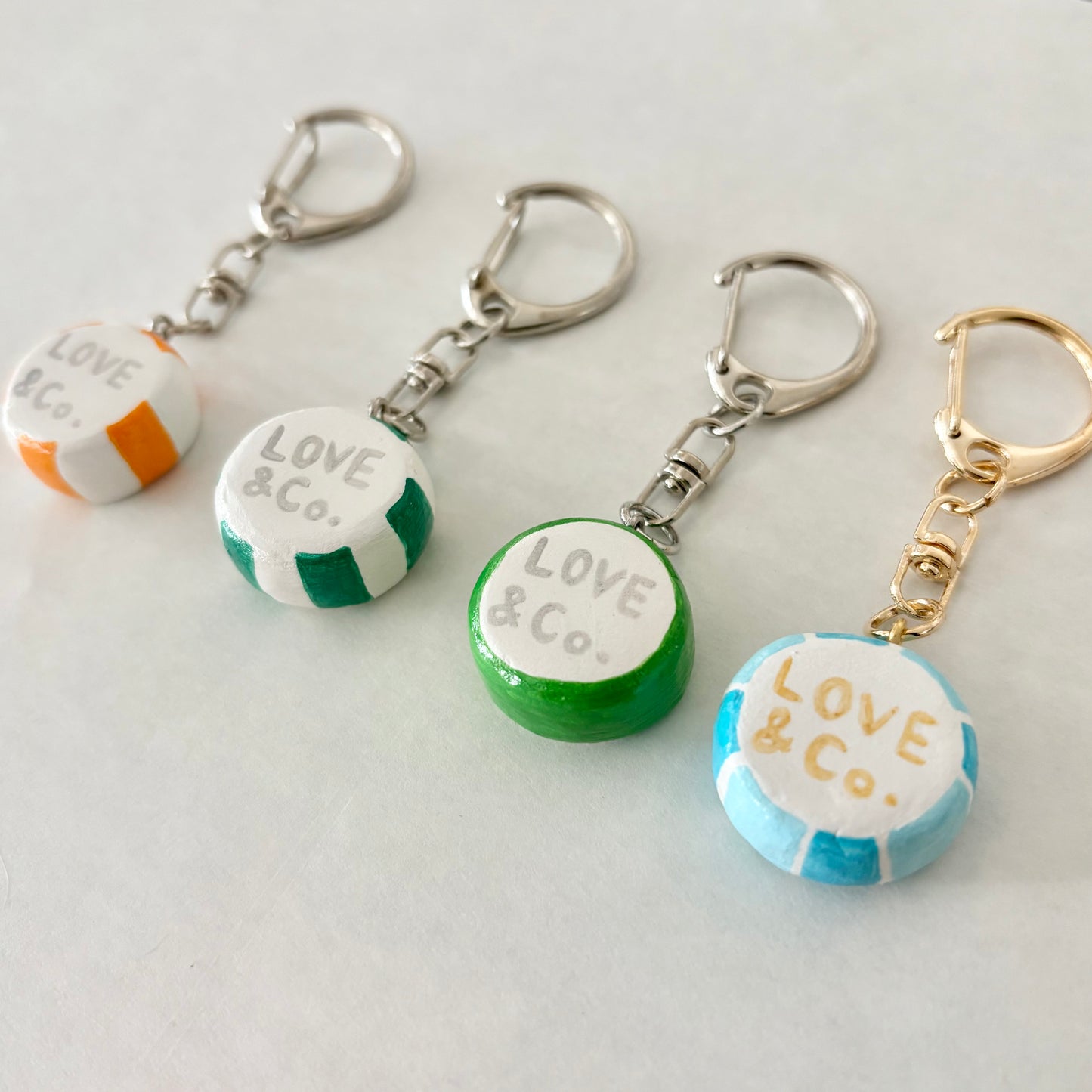 ラブコCATSの金太郎飴風キーホルダー