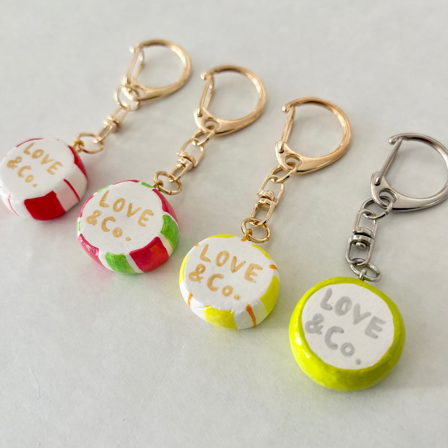 ラブコCATSの金太郎飴風キーホルダー