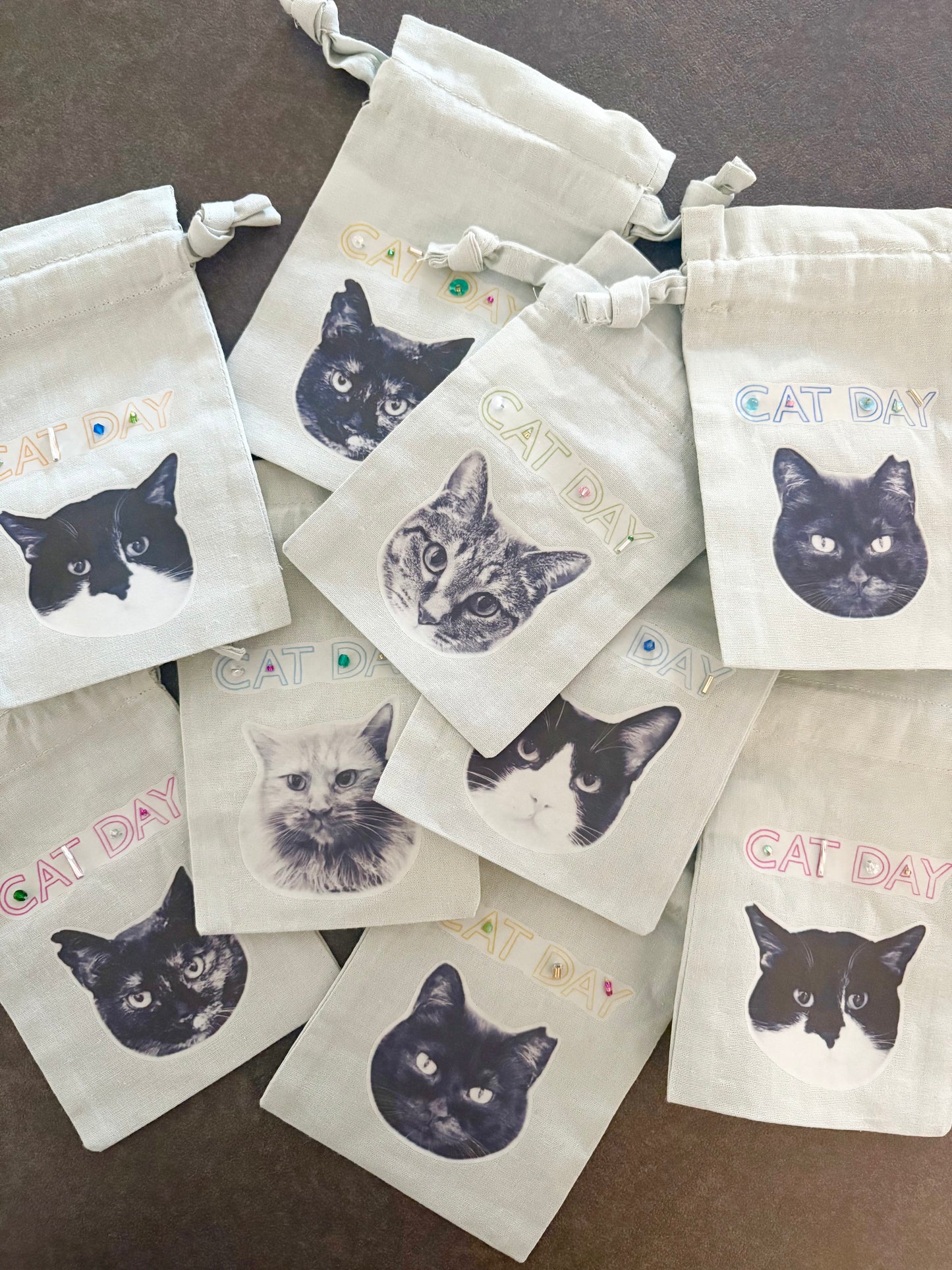 【CAT DAY】そればなさんのクッキーとコーヒー・ビーズ刺繍ミニ巾着セット