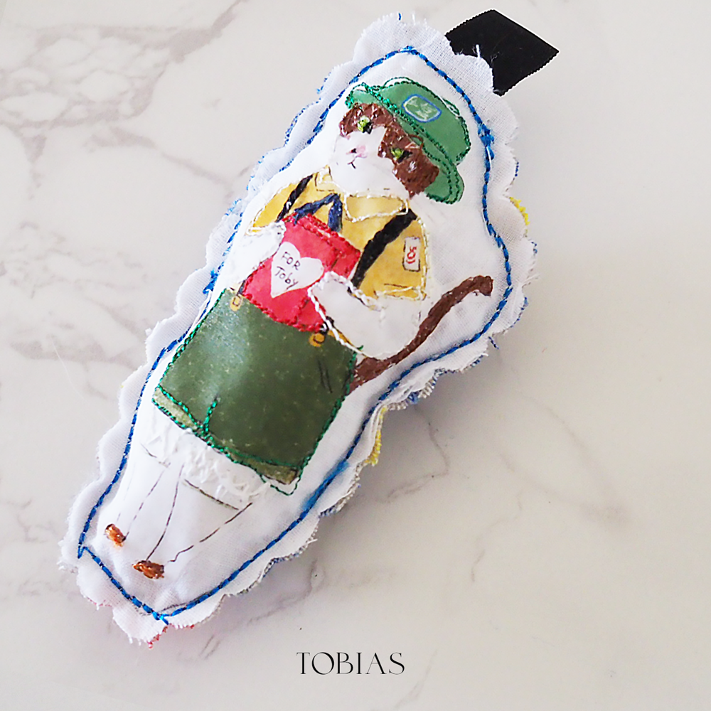 【トビアス応援】アルプスCATS フリーモーション刺繍ブローチ（寄付500円つき）